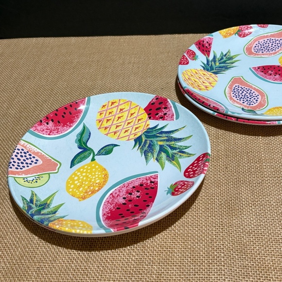4 Southern Living Dillards 8 1/2" Melamine Side Salad Plates TropSummer Pool BBQ - Picture 4 of 10